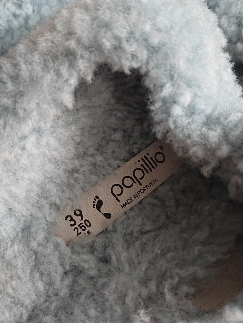 Birkenstock Papillio Buckle Shearling Platform Teddy Aqua blue Slide sz 8.5/250 - Picture 9 of 13
